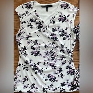 WHBM tops XSP XXS sleeveless floral layered blouse